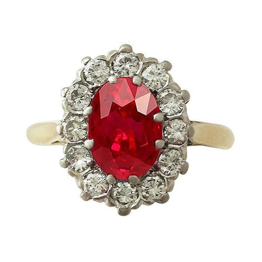 Anello in oro bicolore 14K con rubino rosso da 4.75 ct con diamanti Novità - harrychadent.it