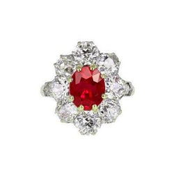 Anello in oro bicolore con rubini e diamanti a taglio ovale da 5.75 carati 14K