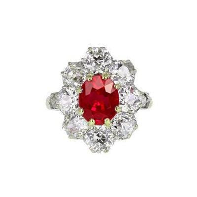 Anello in oro bicolore con rubini e diamanti a taglio ovale da 5.75 carati 14K - harrychadent.it