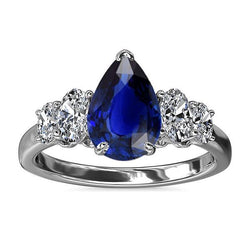 Anello in oro con 5 pietre di zaffiro dello Sri Lanka e diamante 3.50 carati