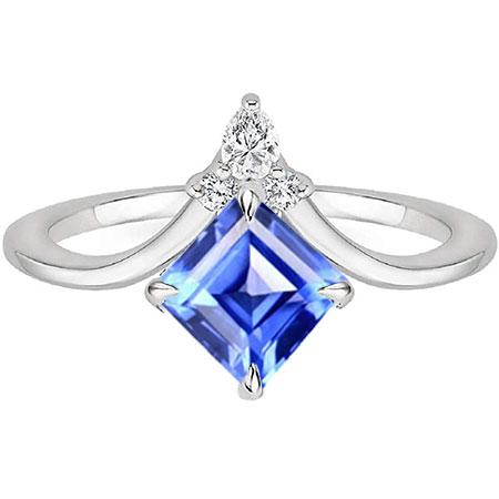 Anello in oro con diamante tondo Enhancer Asscher Ceylon Sapphire 2.50 carati - harrychadent.it