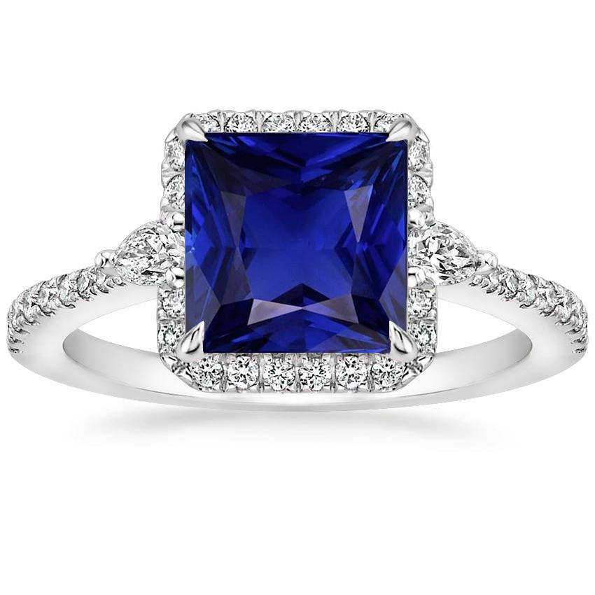 Anello in oro con diamante. zaffiro principessa blu con accenti 6.25 carati - harrychadent.it