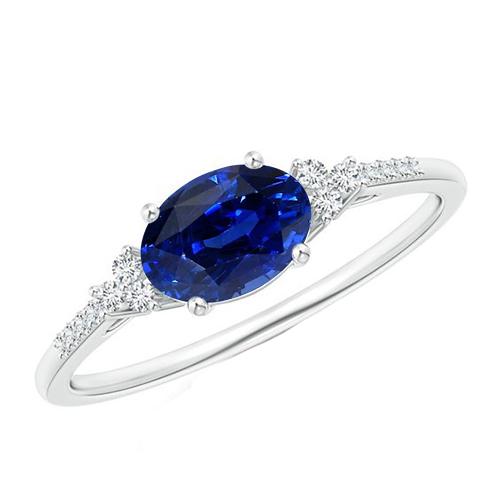 Anello in oro con diamanti e zaffiro ovale con pietre preziose 4 carati Gioielli da donna - harrychadent.it