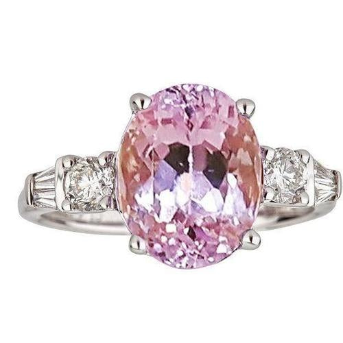 Anello in oro con kunzite rosa taglio ovale e diamante 16,25 carati - harrychadent.it