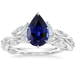 Anello in oro con pietre preziose Pera. zaffiro blu e diamanti marquise 7.25 carati