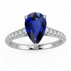 Anello in oro con pietre preziose Zaffiro blu con accenti di diamanti 4 carati