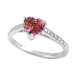 Anello in oro con pietre preziose e diamanti con zaffiro a forma di cuore rosa da 1,25 carati