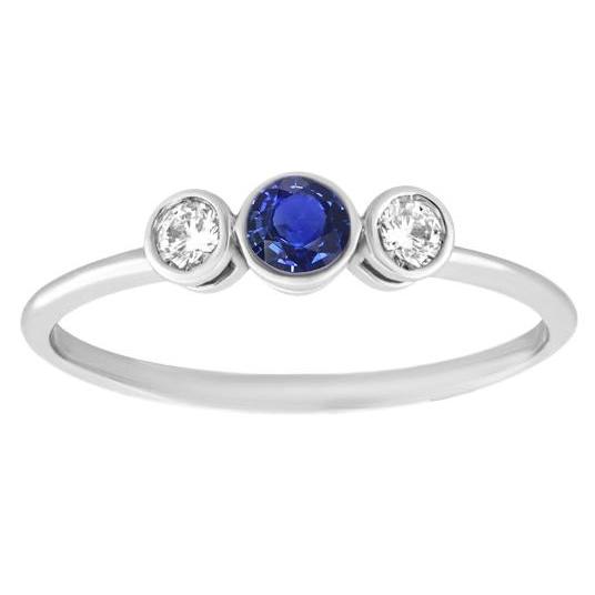 Anello in oro con pietre preziose lunetta con diamanti e zaffiro 3 pietre 1.50 carati - harrychadent.it