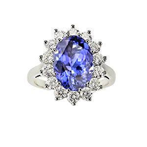 Anello in oro con tanzanite blu da 5.80 ct con diamanti bianchi - harrychadent.it