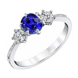 Anello in oro con tre pietre taglio cuscino con zaffiro 2 carati gioielli da donna