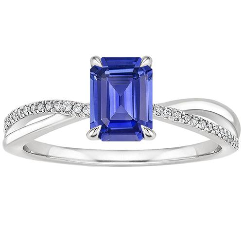 Anello in oro con zaffiro blu e diamanti con accenti a gambo ritorto 4 carati - harrychadent.it