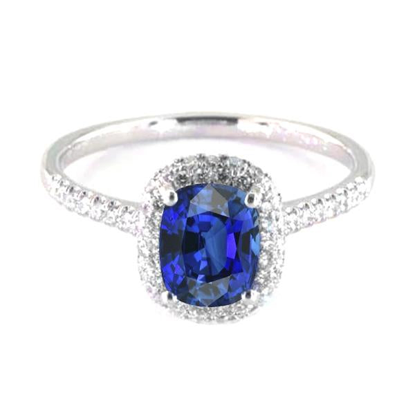 Anello in oro con zaffiro ovale di Ceylon con anello in oro e diamanti. 3.50 carati - harrychadent.it
