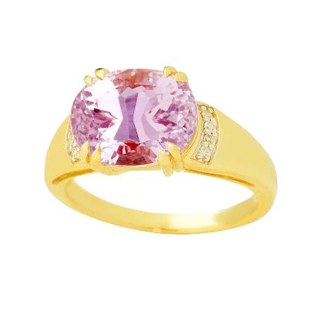 Anello in oro giallo 14 carati con kunzite a taglio ovale da 28.25 ct con diamanti rotondi - harrychadent.it