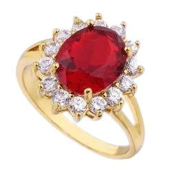 Anello in oro giallo 14K 4.70 carati con rubini e diamanti incastonati Nuovo - harrychadent.it