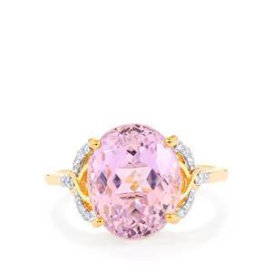 Anello in oro giallo 14K con griffe 15.50 carati Kunzite con diamanti - harrychadent.it