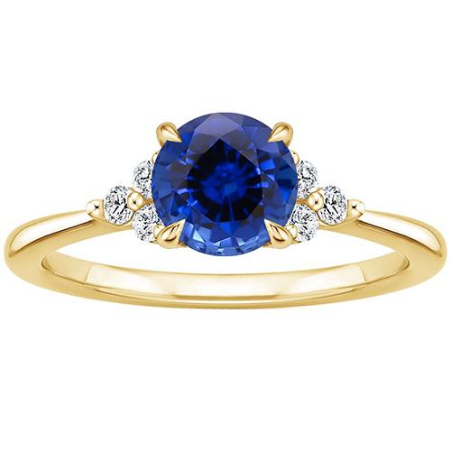 Anello in oro giallo con diamante a punta con zaffiro blu gambo affusolato 2.50 carati - harrychadent.it