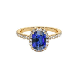 Anello in oro giallo con zaffiro ovale e diamanti 11.25 carati 14K