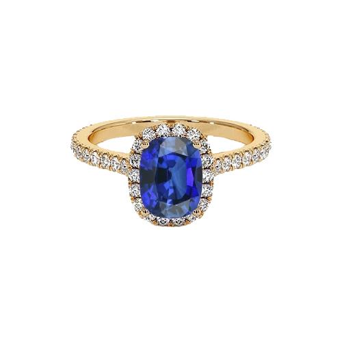 Anello in oro giallo con zaffiro ovale e diamanti 11.25 carati 14K - harrychadent.it