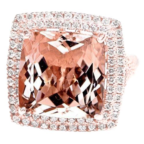 Anello in oro rosa 14K con Morganite e diamante da 10.25 ct Novità - harrychadent.it
