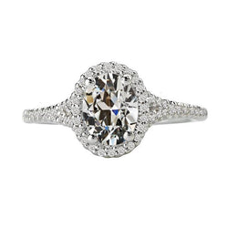 Anello in oro rotondo e ovale con anello di diamanti da minatore vecchio 6,50 carati