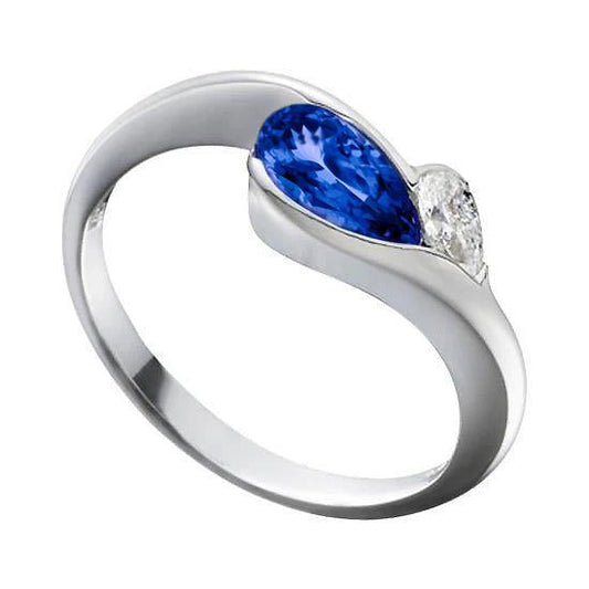 Anello in oro stile antico da 2,01 carati con diamante a pera tanzanite - harrychadent.it