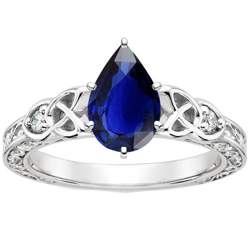 Anello in oro stile vintage filigrana gambo pera blu zaffiro 5.25 carati - harrychadent.it