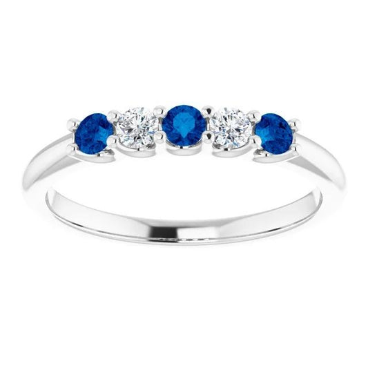 Anello in pietra di zaffiro blu con diamante rotondo 2 carati in oro bianco 14K - harrychadent.it