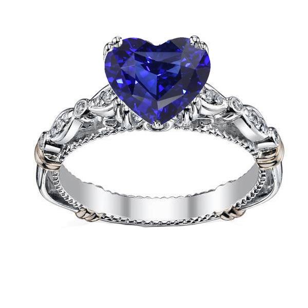 Anello in pietra preziosa a cuore con zaffiro blu. gioielli in stile antico da 2.50 carati - harrychadent.it