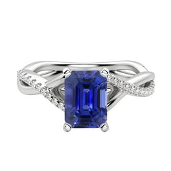 Anello in pietra preziosa con zaffiro di Ceylon Emerald Twisted Style 3.50 carati