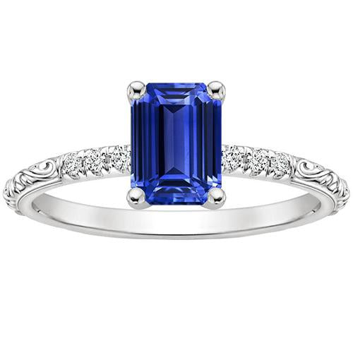 Anello in pietra preziosa smeraldo con accenti con zaffiro blu e diamante 3.50 carati - harrychadent.it