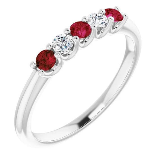 Anello in pietra rubino con diamante rotondo 2 carati in oro bianco 14 carati - harrychadent.it