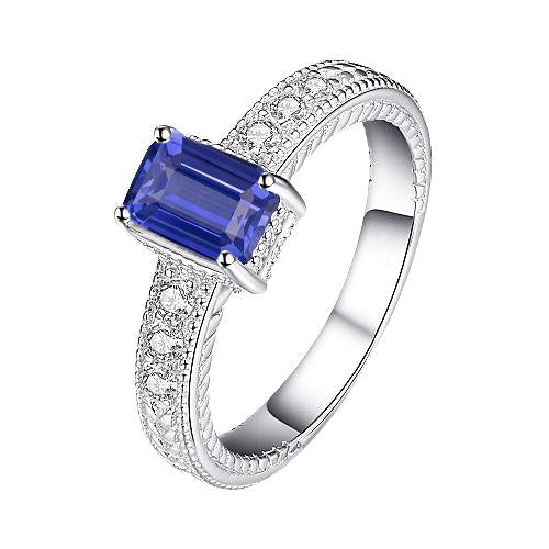 Set di cestini per anelli in stile antico con diamanti. zaffiro taglio smeraldo. 2.50 carati - harrychadent.it