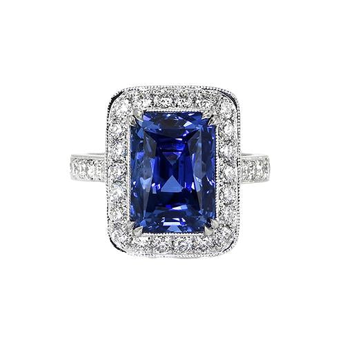 Anello in stile antico con diamanti e zaffiri dello Sri Lanka. oro 9.50 carati 14K - harrychadent.it