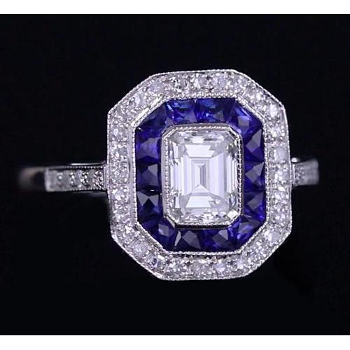 Anello in stile antico con diamanti. gioielli da donna con zaffiri blu da 4.50 carati - harrychadent.it
