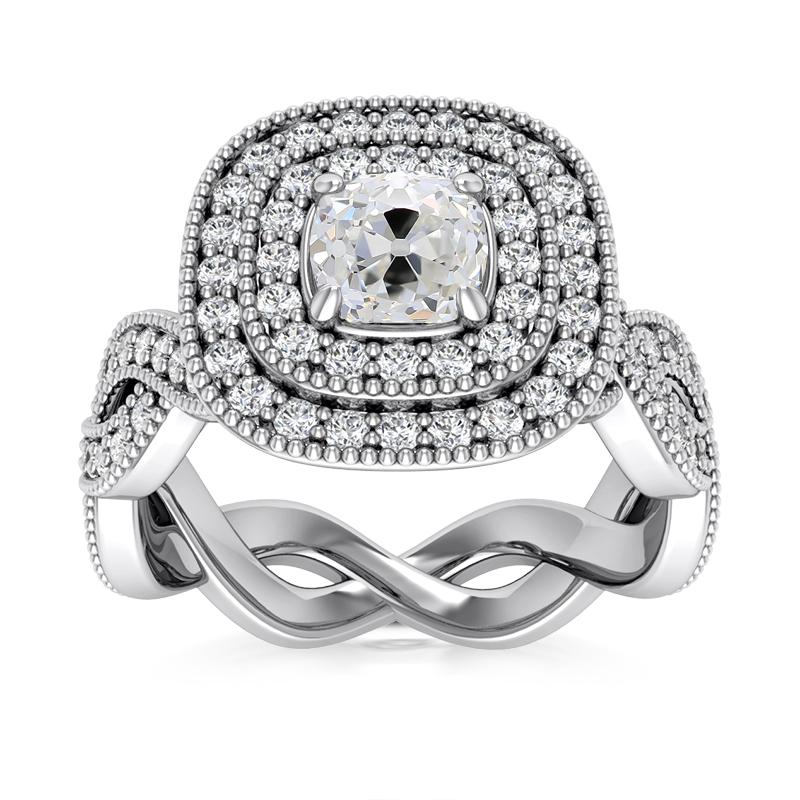 Anello in stile antico con doppio anello di diamanti da minatore vecchio 4.50 carati Milgrain - harrychadent.it