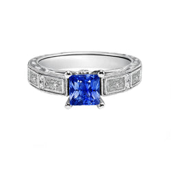 Anello in stile vintage Princess Ceylon con zaffiri e diamanti 5.50 carati