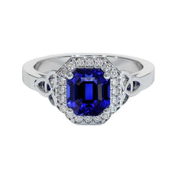 Anello in stile vintage con diamanti e zaffiro dello Sri Lanka 6 carati Emerald New