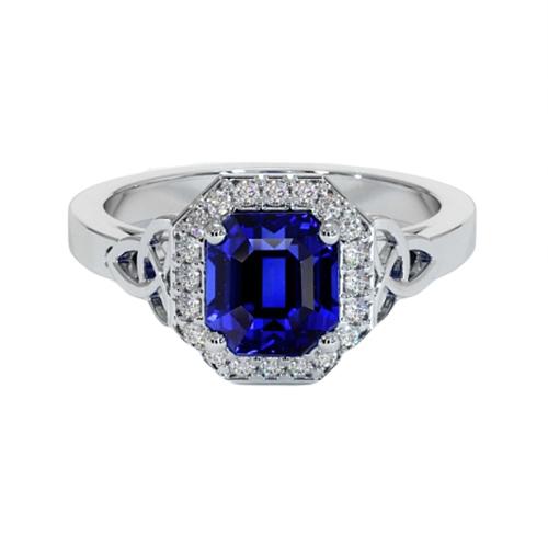 Anello in stile vintage con diamanti e zaffiro dello Sri Lanka Asscher 6 carati Nuovo - harrychadent.it