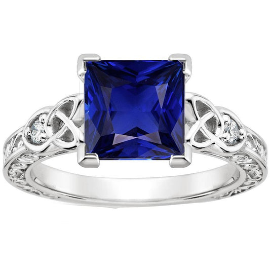 Anello in stile vintage con zaffiro di Ceylon e diamanti. oro 5.25 carati 14K - harrychadent.it