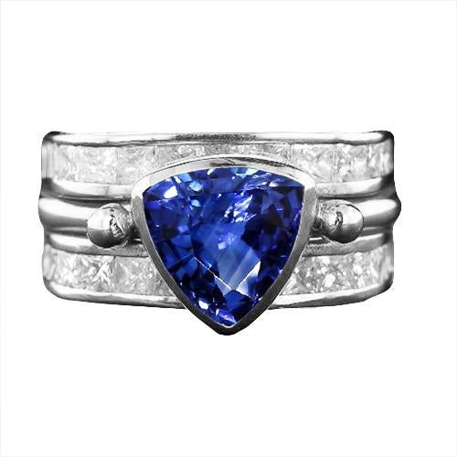 Princess Diamond Ring Trilion Sapphire Vintage Style 3 carati gioielli - harrychadent.it