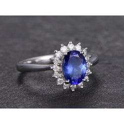 Anello in tanzanite con gioielli in oro bianco con diamanti 4.5 ct