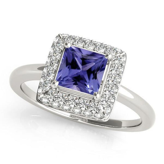 Anello in tanzanite taglio princess da 1,5 ct con diamante oro bianco - harrychadent.it
