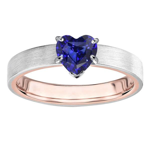 Anello in zaffiro blu profondo con cuore solitario a due toni 1.50 carati - harrychadent.it