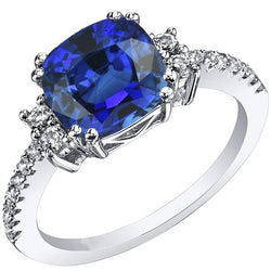 Anello in zaffiro dello Sri Lanka con taglio a cuscino. gioielli con pietre preziose. 4.50 carati