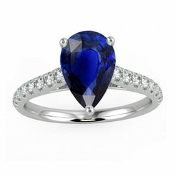 Anello in zaffiro di Ceylon solitario con pietre preziose da donna con accenti 4 carati