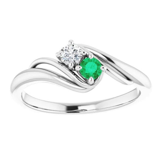 Anello incastonato di diamanti tondo verde smeraldo 1.50 carati - harrychadent.it