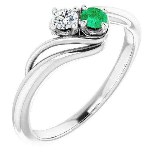 Anello incastonato di diamanti tondo verde smeraldo 1.50 carati - harrychadent.it