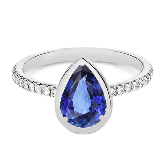 Anello incastonato di pietre preziose con zaffiro blu e diamanti 3.50 carati - harrychadent.it