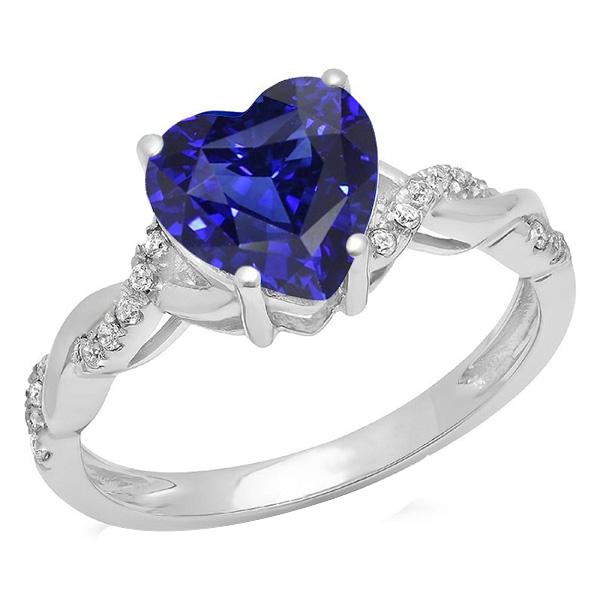 Gemma cuore blu zaffiro anello intrecciato stile 3.50 carati diamanti - harrychadent.it