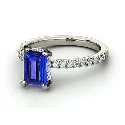 Anello nuziale Hidden Halo 12 ct Tanzanite Diamanti Oro bianco 14K